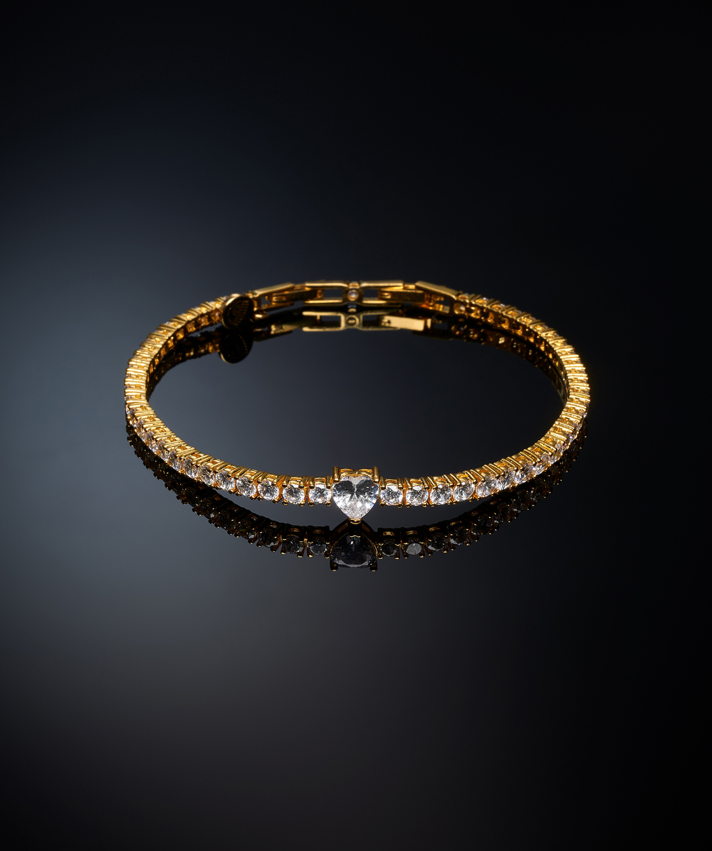 Ženski zlatom presvučen tenisni narukvic FIRST LOVE sa kamenčićima, Chiara Ferragni