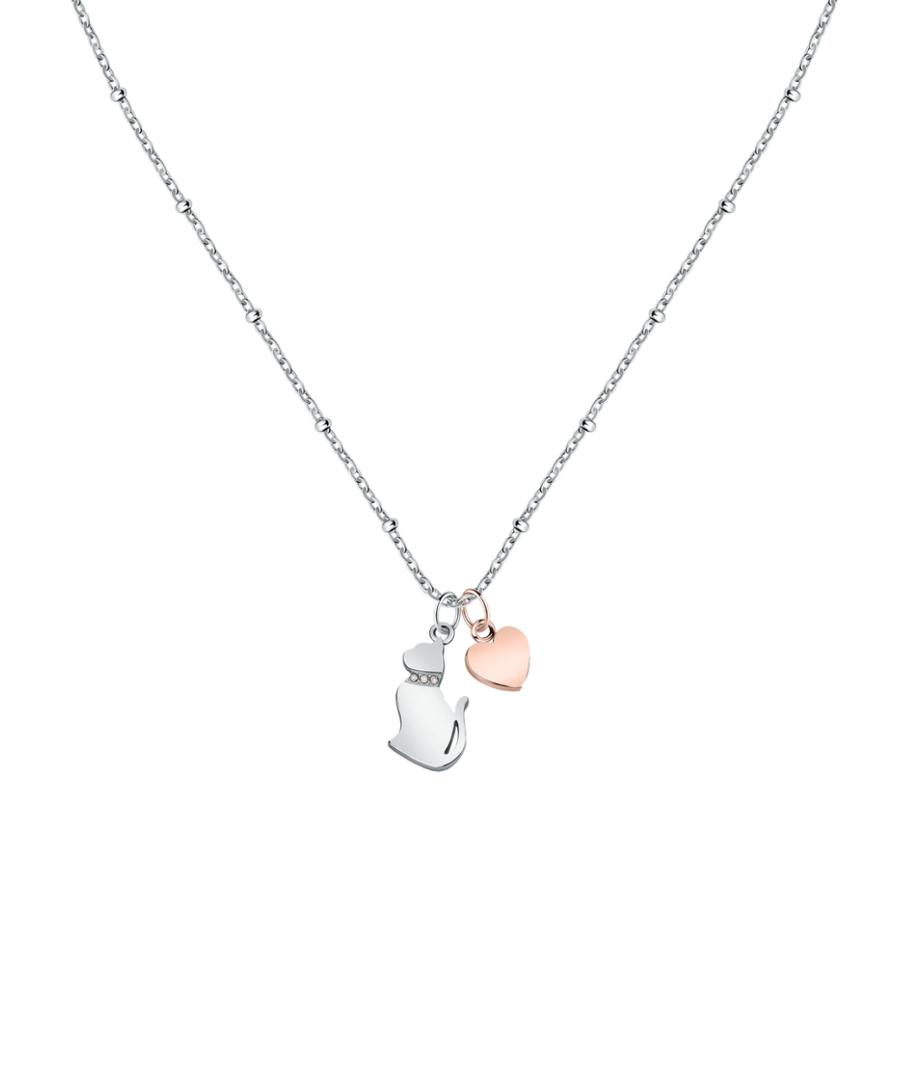 Ženska ogrlica Talismani s mačkom i srcem, MORELLATO