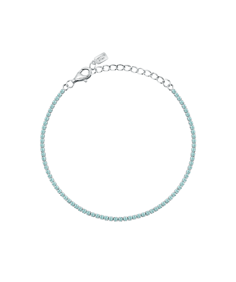 Women's adjustable tennis bracelet with blue zircons, silver, La Petite Story
