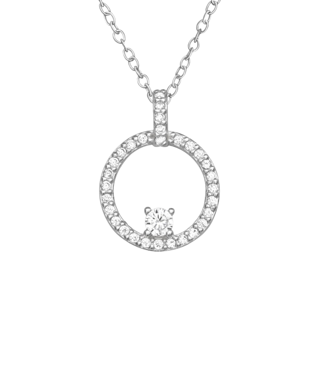 Ženska srebrna ogrlica s privjeskom u obliku kruga i kamenom, Tessora