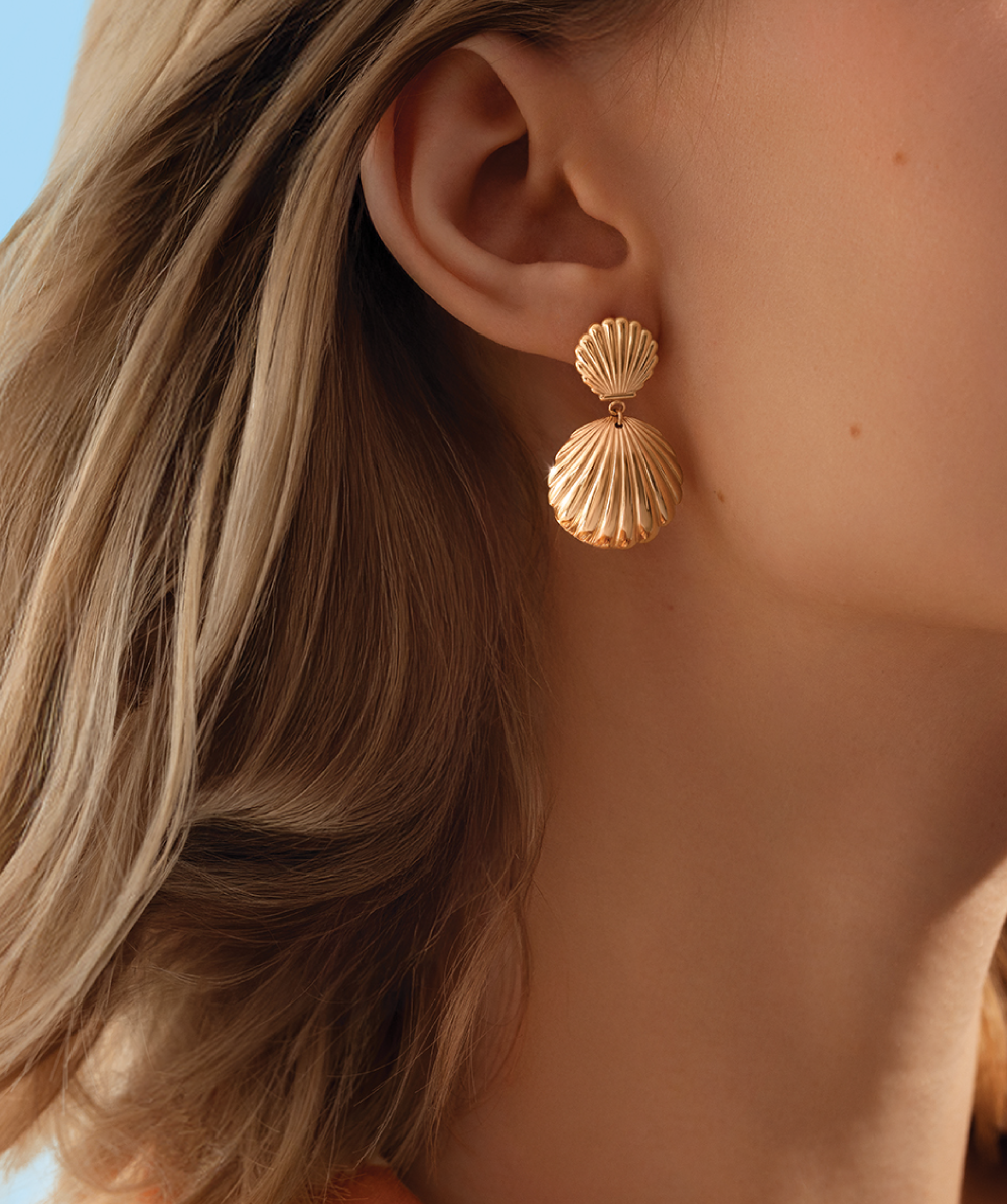 Venus earrings 3.4 cm gold plated, Lilou