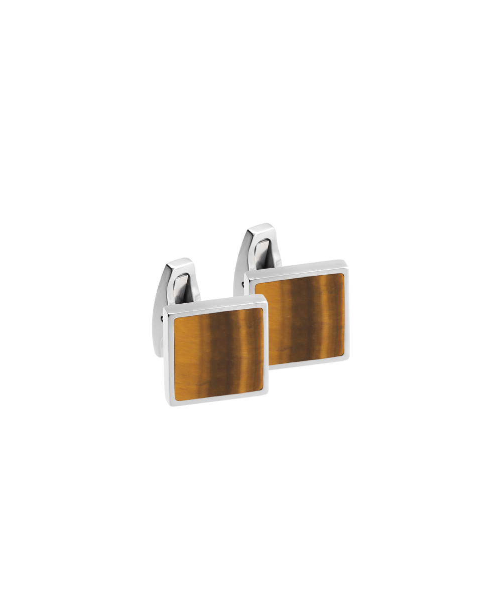 Cufflinks square 1.6 cm with tiger eye stone, Lilou