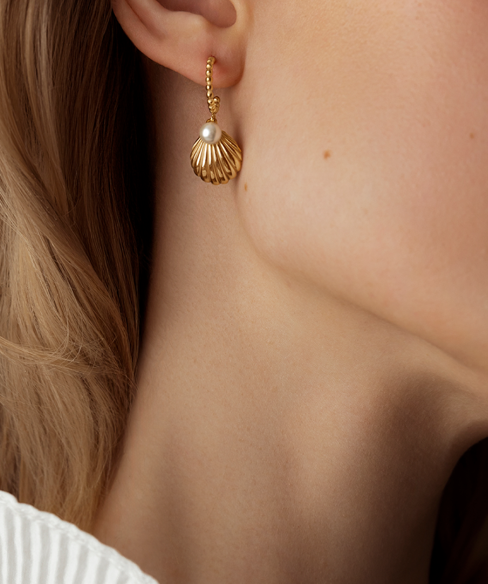 Venus earrings 2.8 cm gold plated, Lilou
