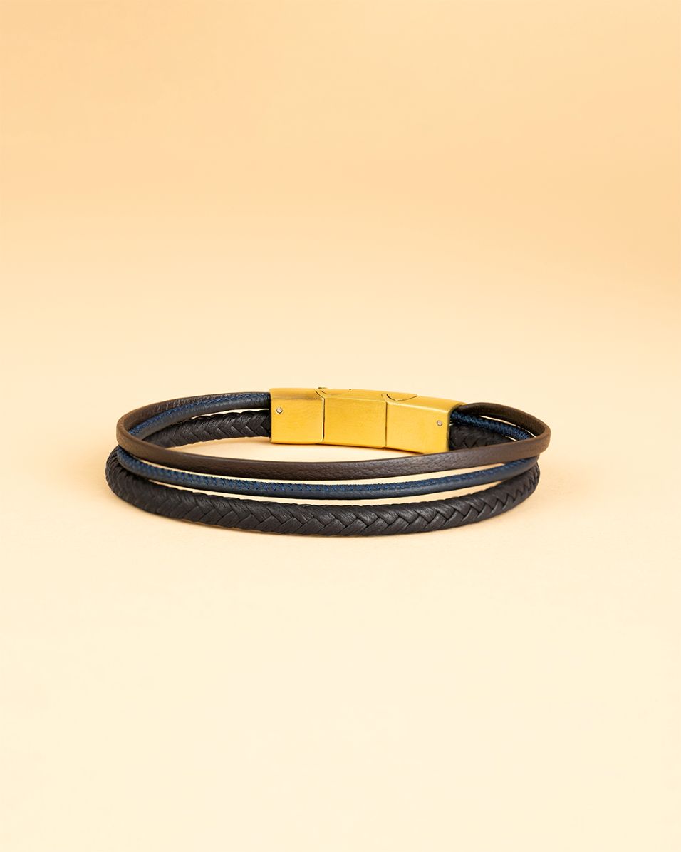 Triple bracelet with three kinds of Italian nappa leather, Gemini