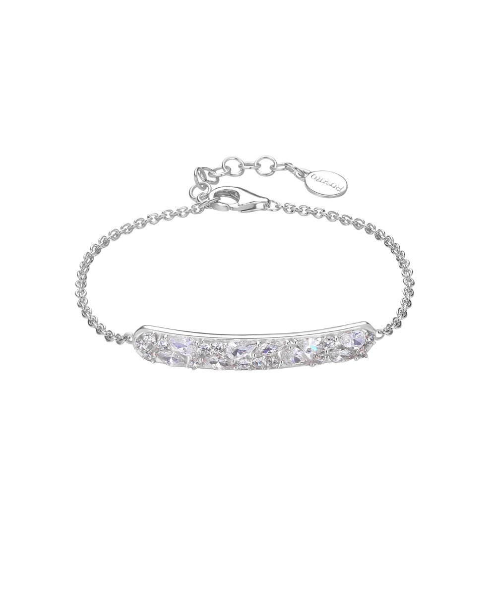 Ženski srebrni narukvic GEMMA, nježni, bijeli cirkon, ROSATO