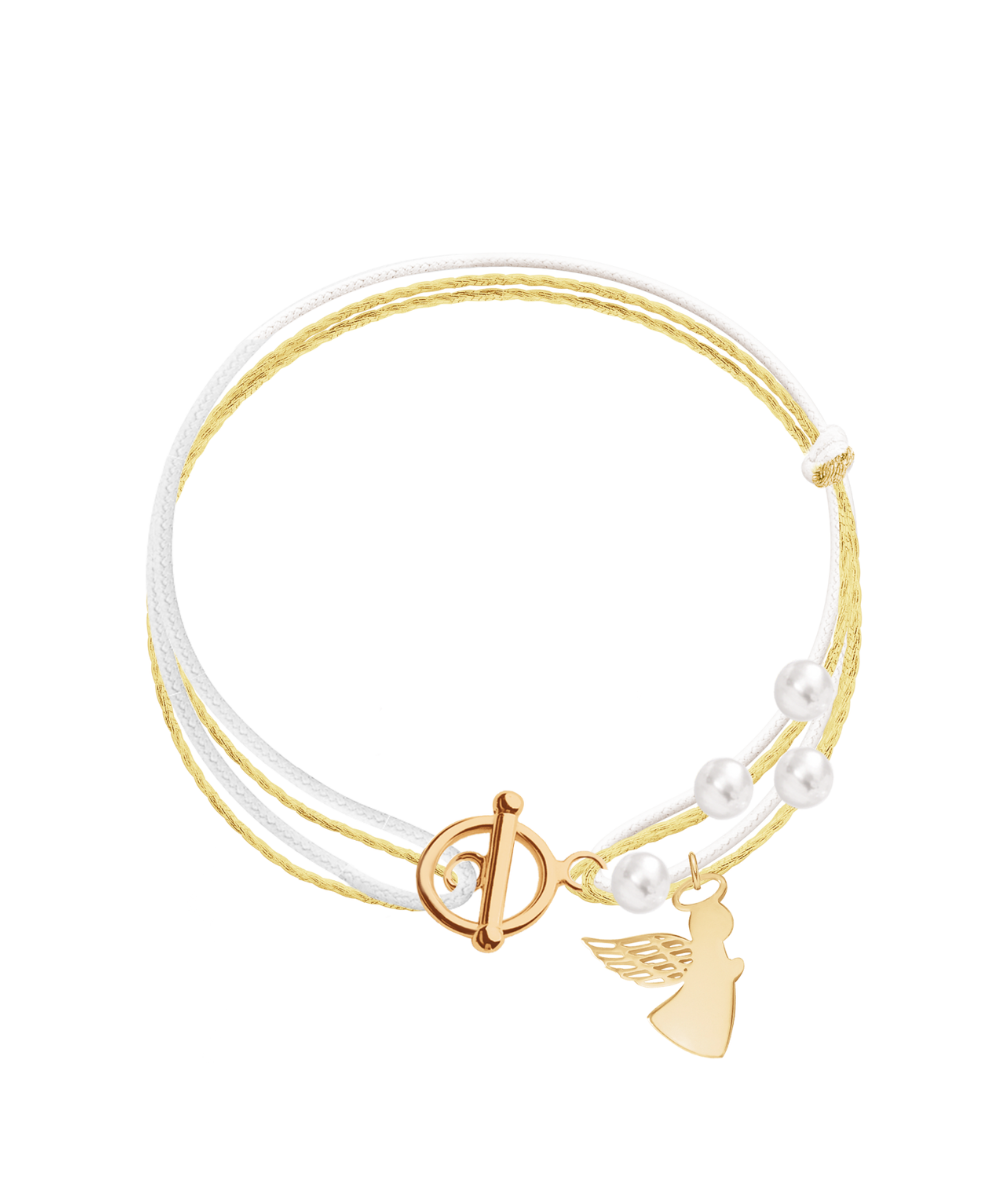 Ženska narukvica podesive veličine s biserima i privjeskom u obliku anđela, Lilou
