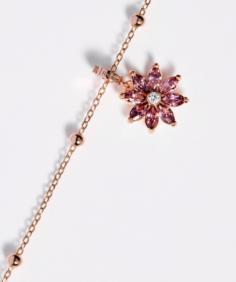 Ženska srebrna narukvica STORIE s perlicama, ROSATO