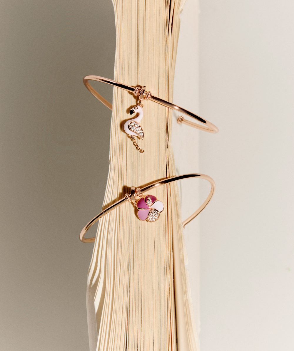 Ženski srebrni nepokretni narukvic STORIE, ROSATO