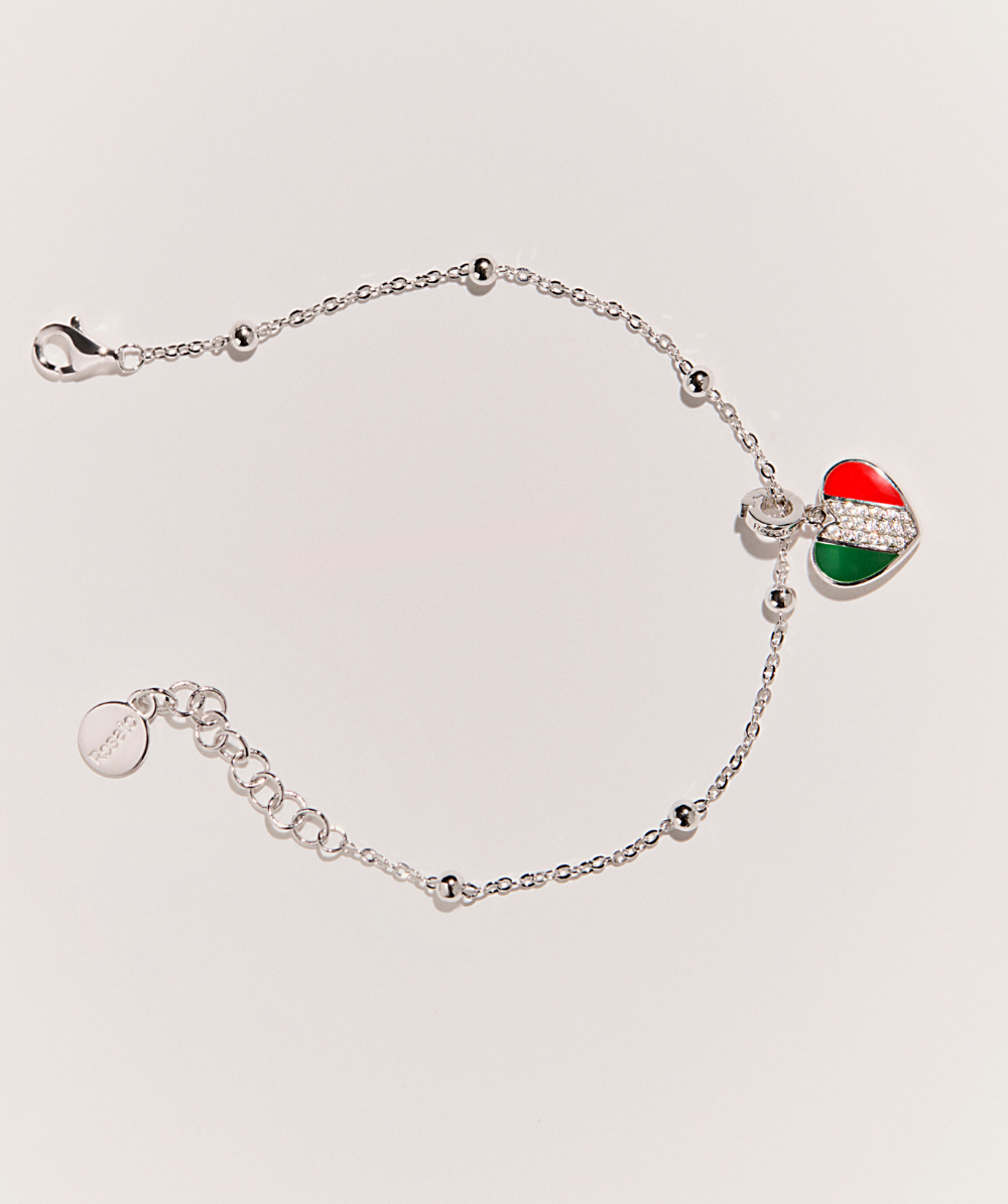 Ženski srebrni narukvic STORIE s nježnim lančićem i kuglicama, ROSATO