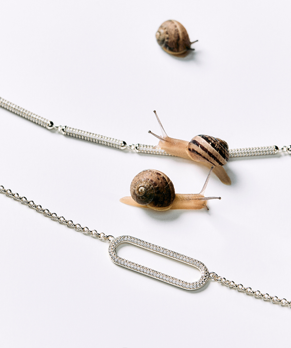 Ženski srebrni narukvic BIANCA, nježni, bijeli cirkon, ROSATO