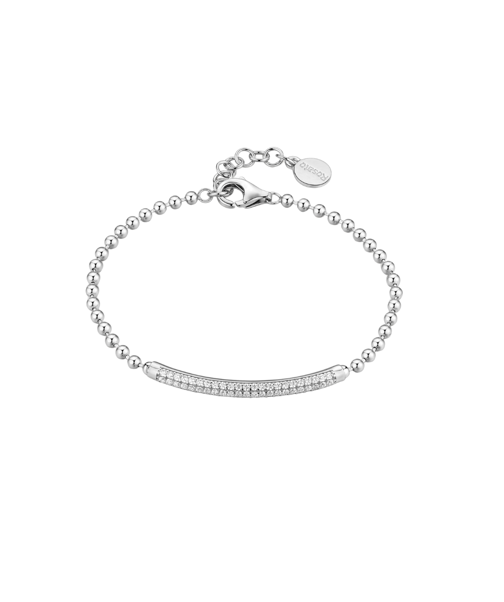 Ženski srebrni narukvic BIANCA, nježni, bijeli cirkon, ROSATO