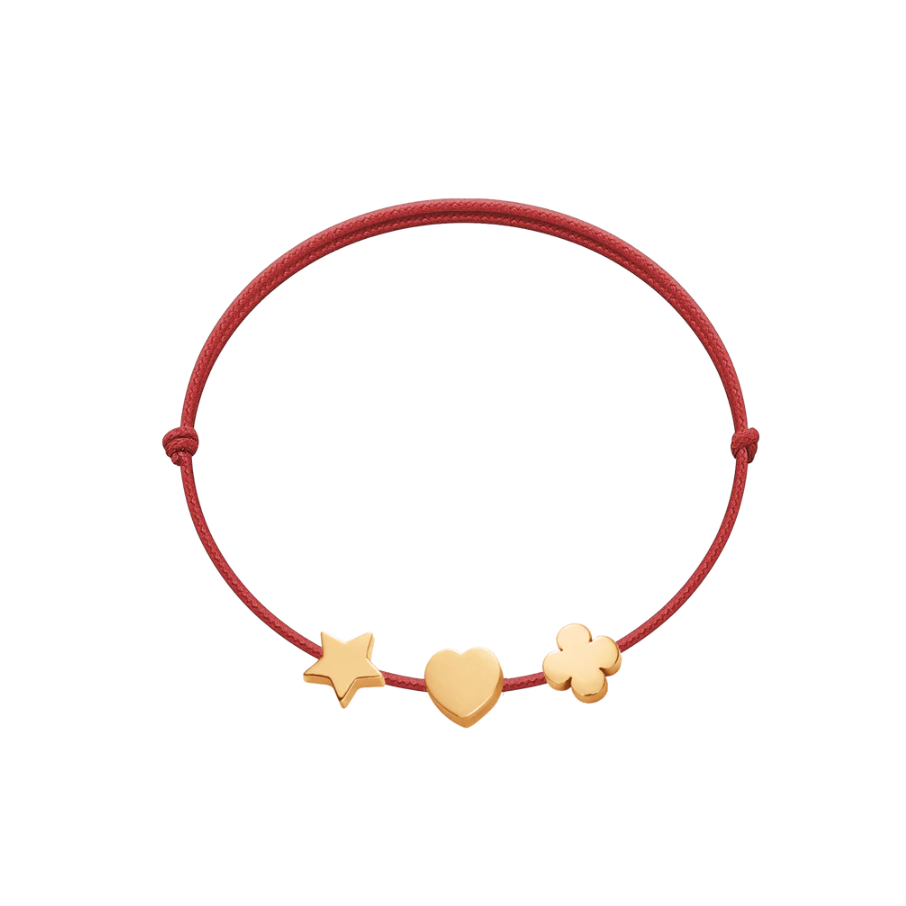 Ženska narukvica podesiva na vezicu s detelinom, srcem i zvijezdom, Lilou