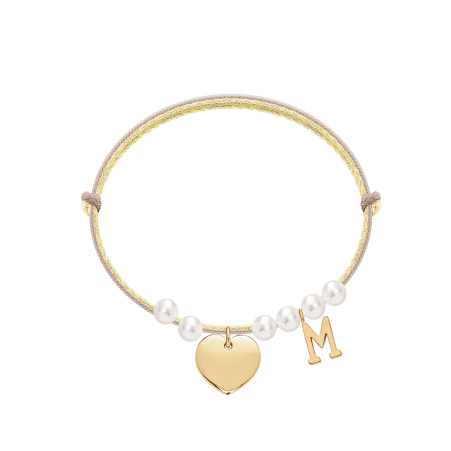 Ženska narukvica, podesiva, s privjeskom i slovom M, pozlačena, Lilou