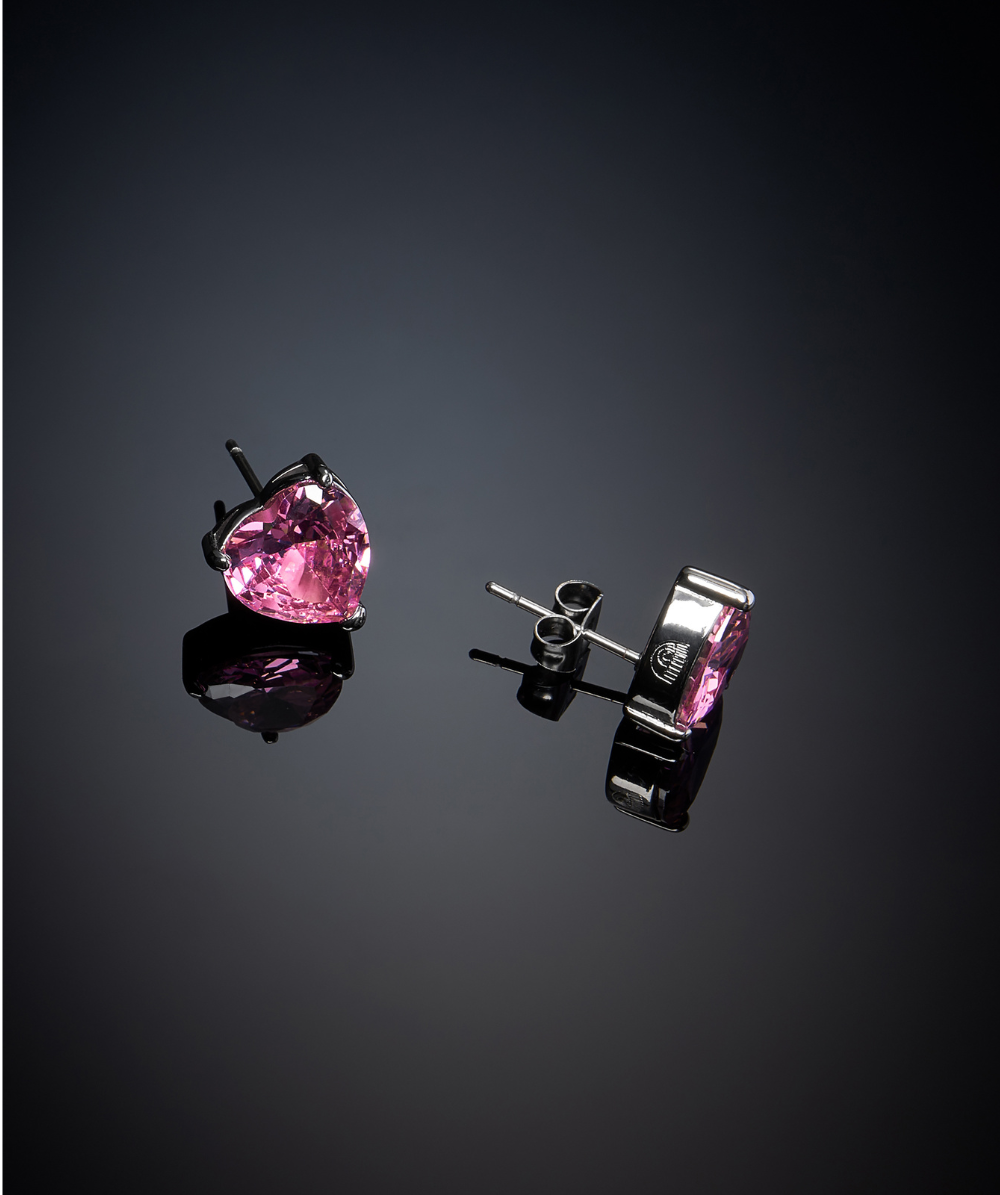 Women's stud First Love earrings with pink heart, Chiara Ferragni