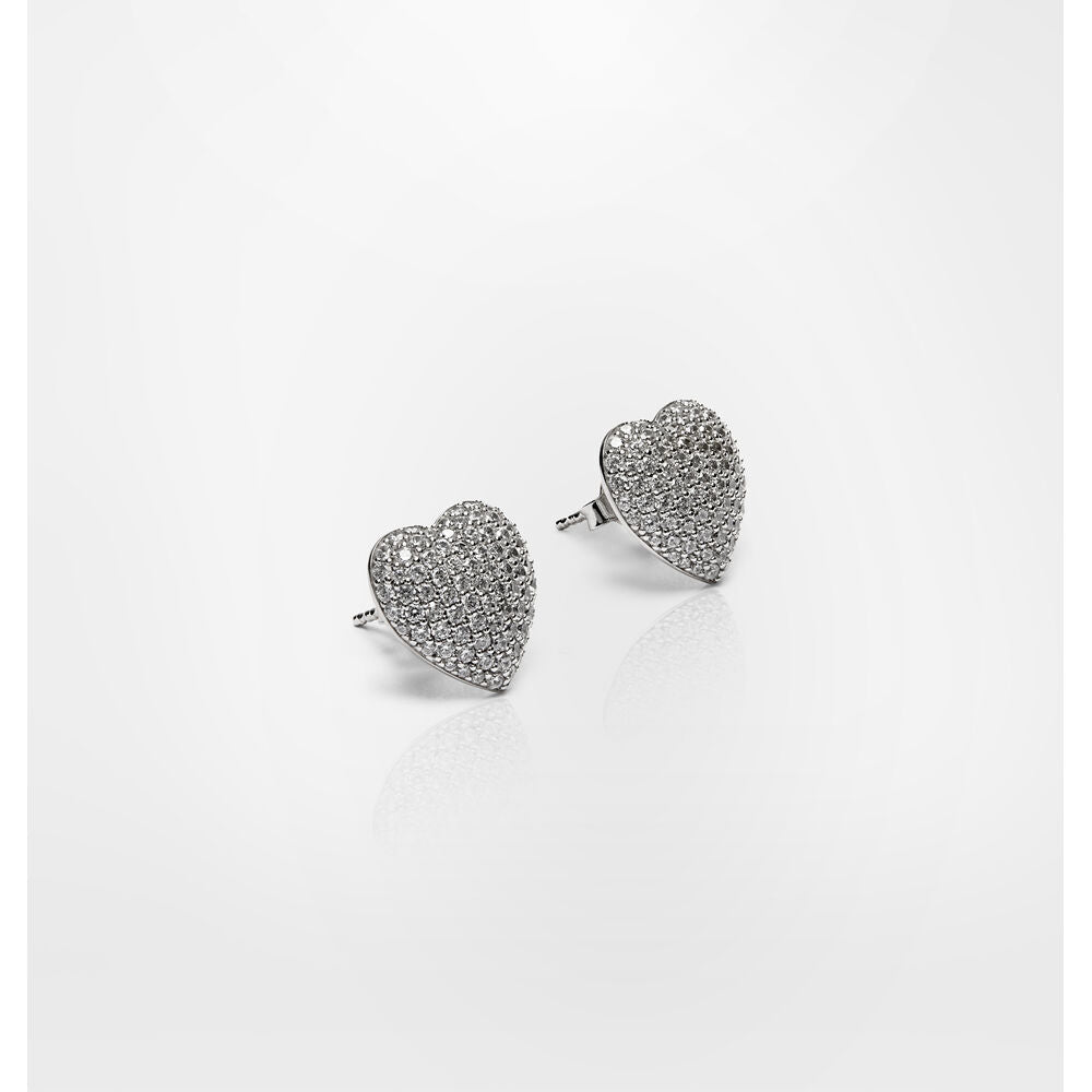 Women's earrings sterling silver heart-shaped with zirconia stones, CHIARA FERRAGNI