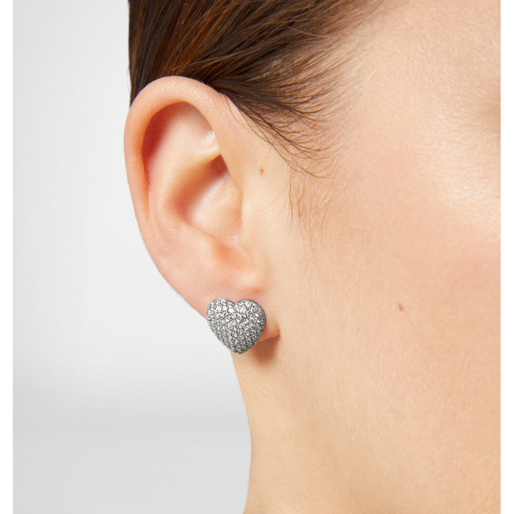 Women's earrings sterling silver heart-shaped with zirconia stones, CHIARA FERRAGNI