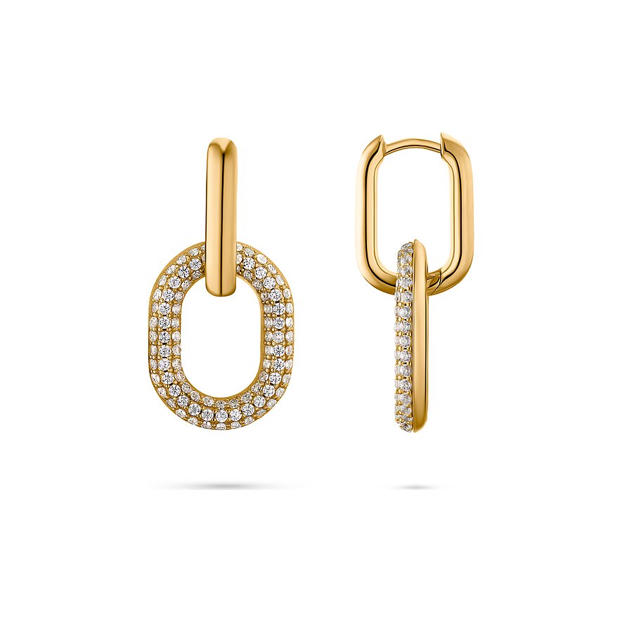 Ženske naušnice od srebra 925, pozlačene 24-karatnim zlatom, LIQUID, JETTE