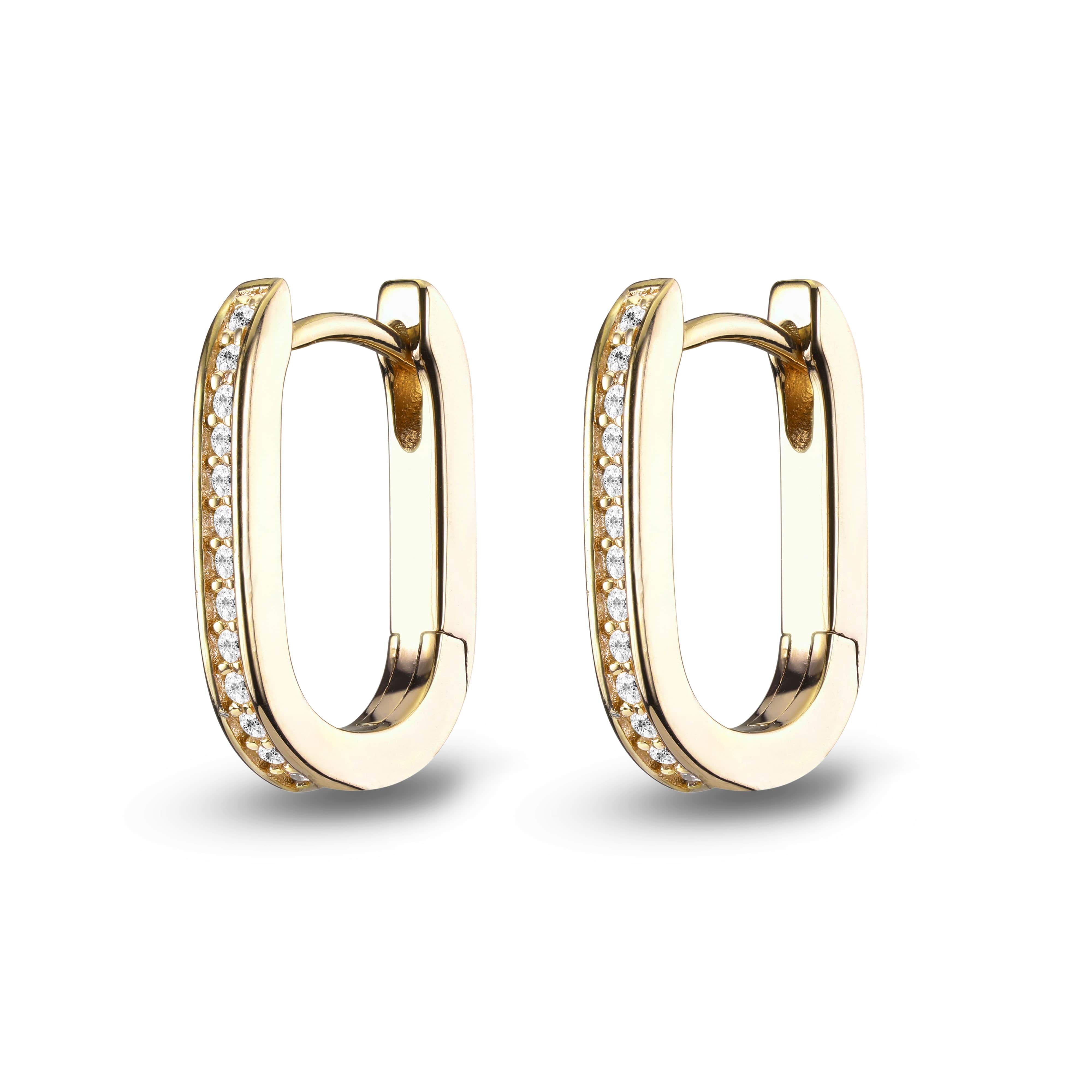 Ženske naušnice od sterling srebra, okrugle, pozlačene LUNA, JETTE