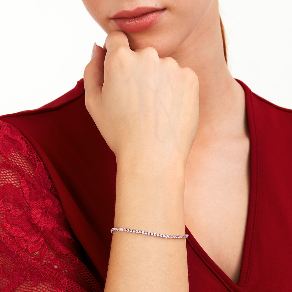 Ženski srebrni narukvica, podesiva, teniski model sa ružičastim cirkonima, LA PETITE STORY