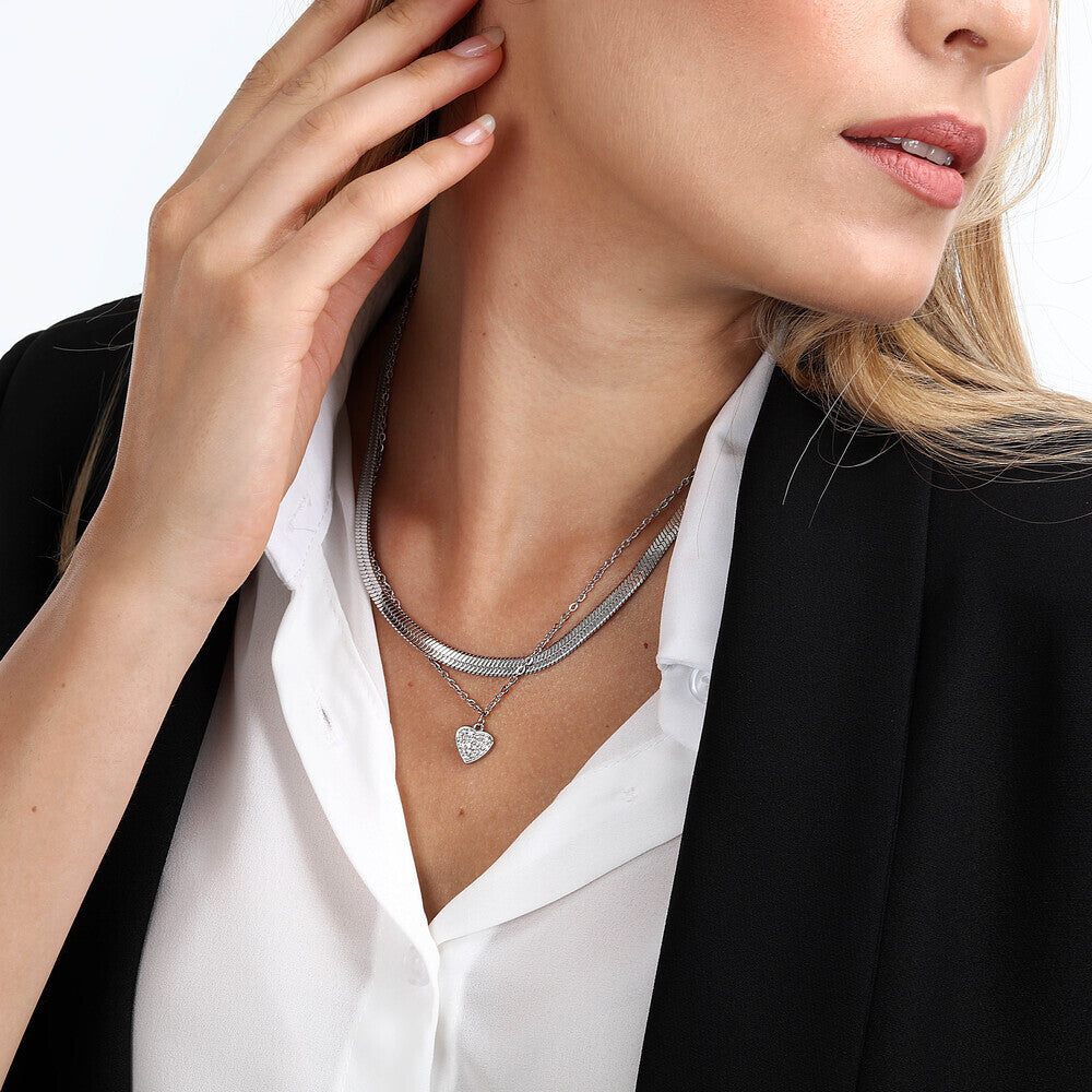 Ženska ogrlica s dvostrukim lancem i privjeskom u obliku srca, La Petite Story
