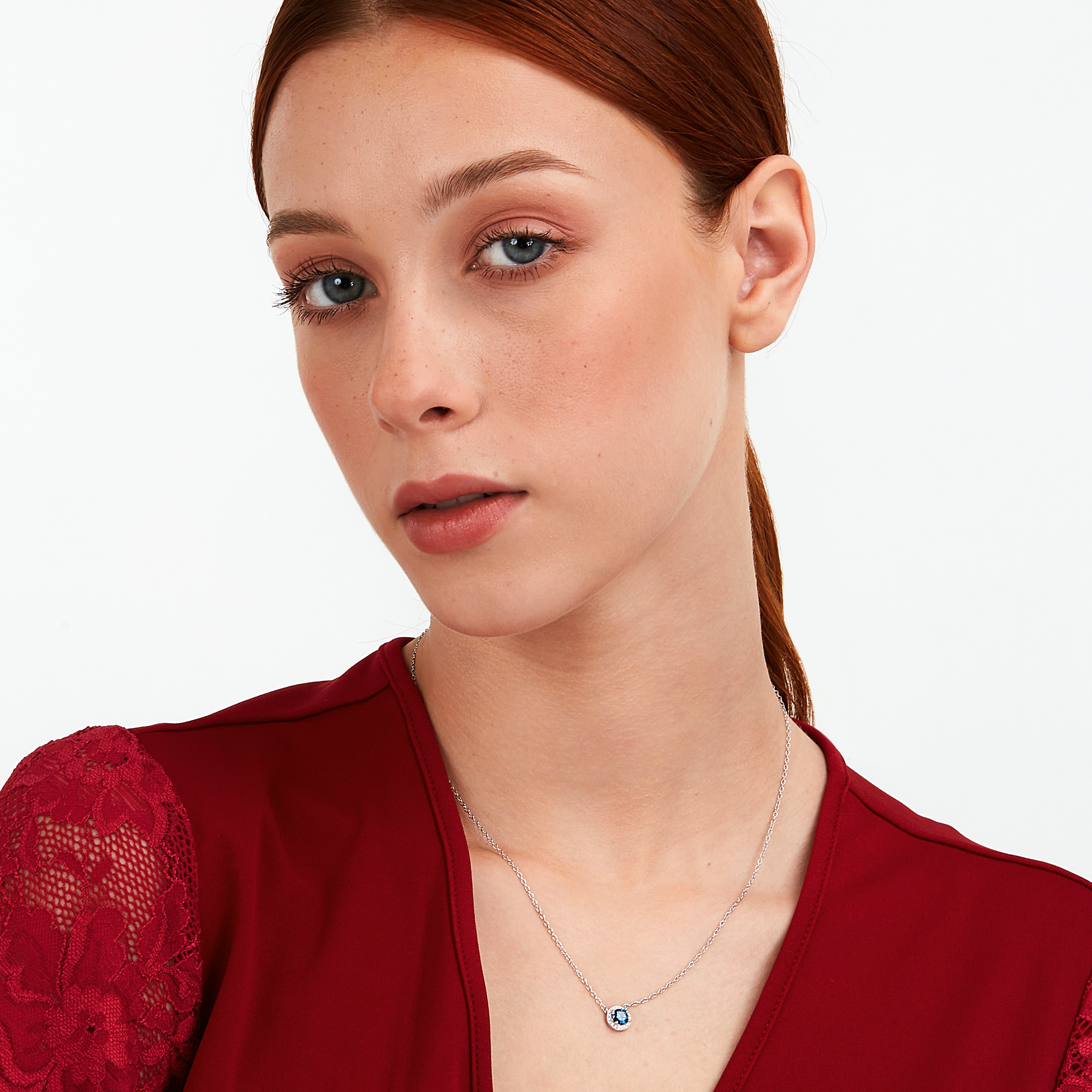 Women's silver necklace with blue cubic zirconia, La Petite Story