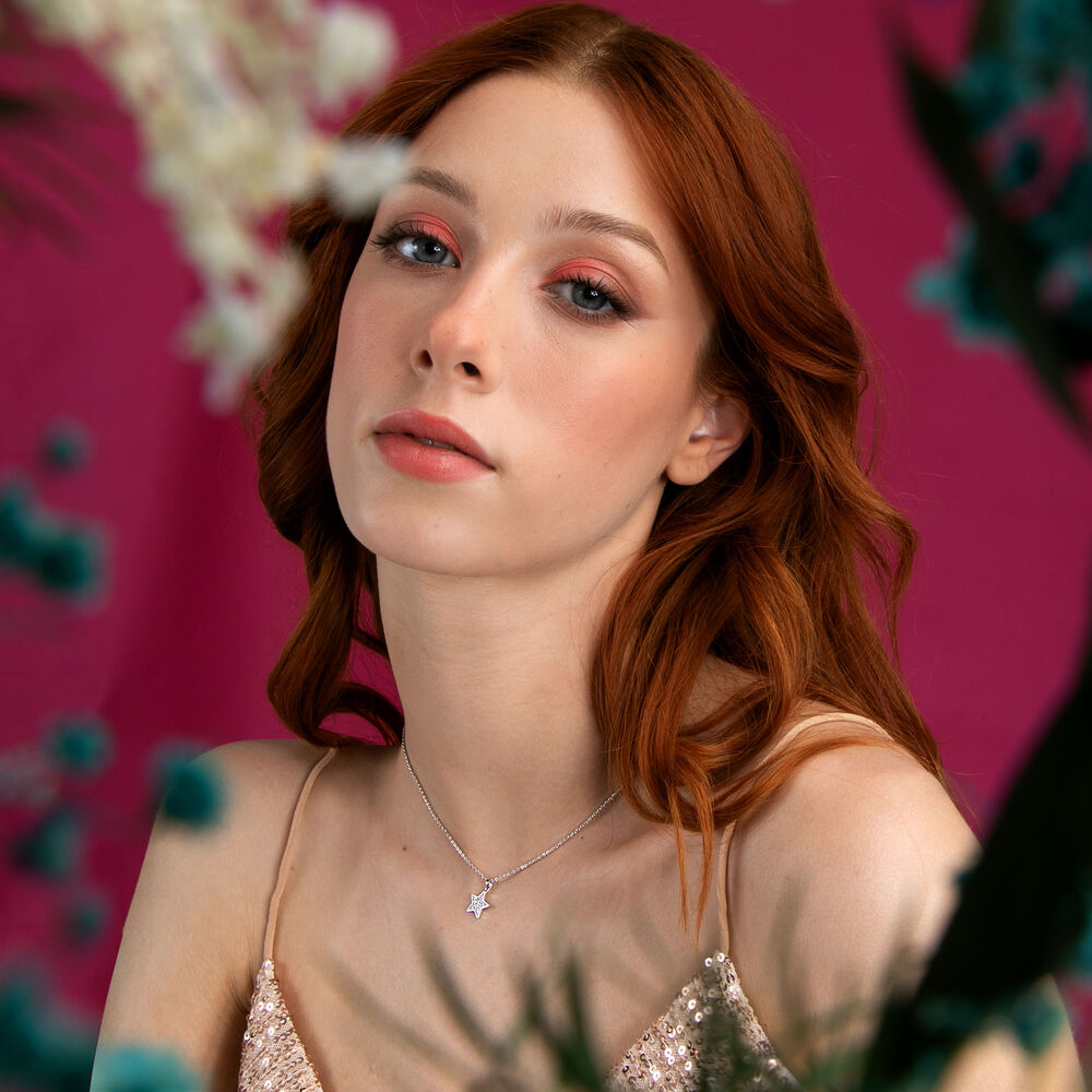 Ženski srebrni ogrtač od 925 srebra, podesive dužine, sa zvjezdicom i bijelim cirkonima, LA PETITE STORY