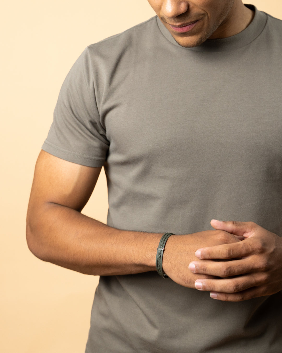 Triple green Italian nappa leather bracelet with silverplated finish, Gemini