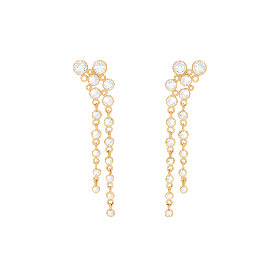 Women's earrings long Sparkling with cubic zirconia gold-plated, Lilou