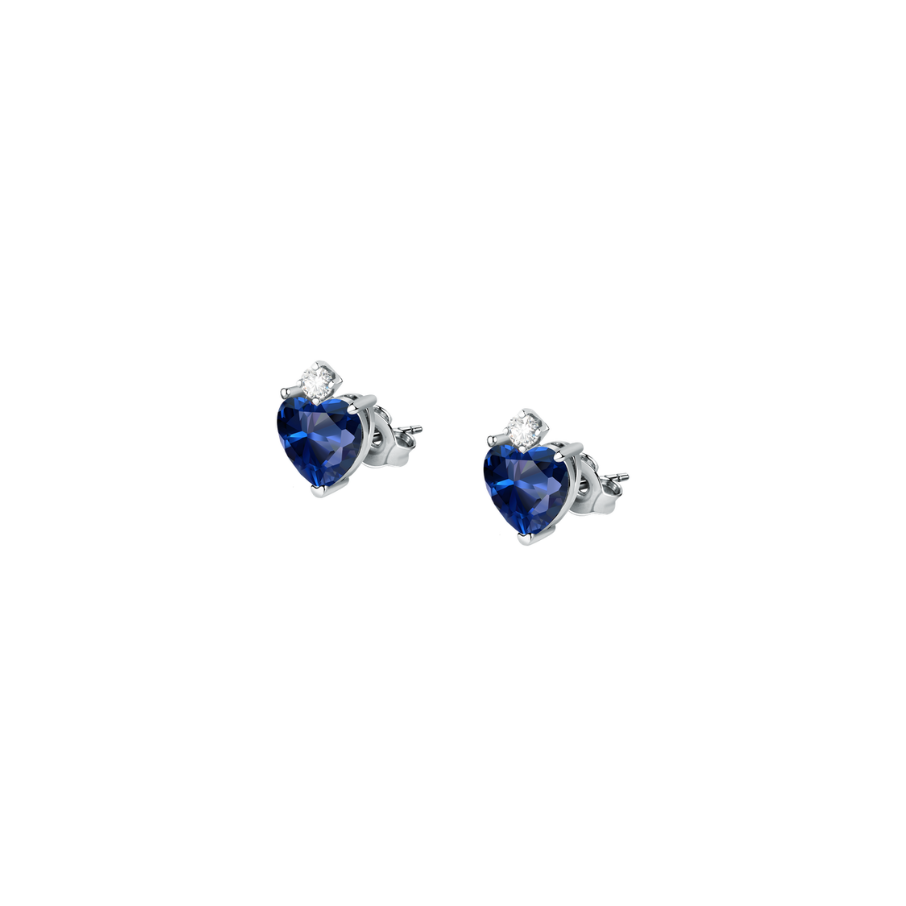 Women's earrings sterling silver Tesori Saphire heart-shaped