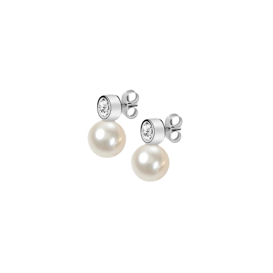 Women's earrings sterling silver stud with pearl