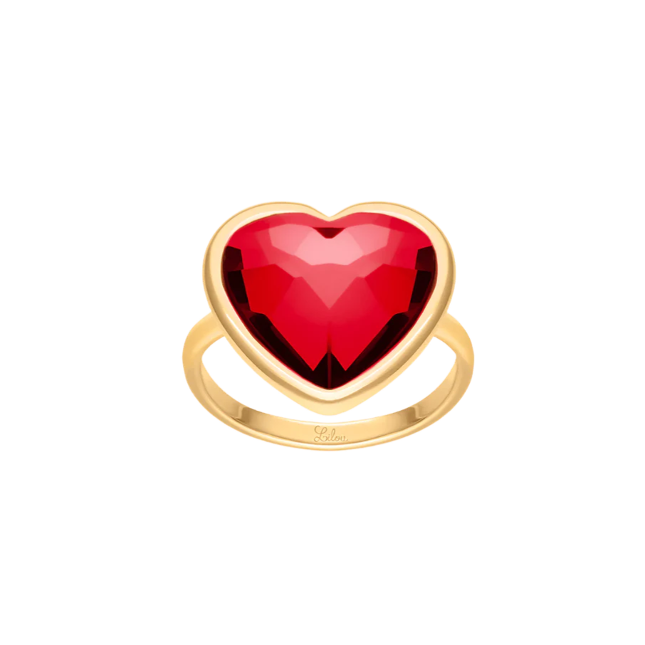 Women's ring Les Tresors heart-shaped with red crystal, Lilou