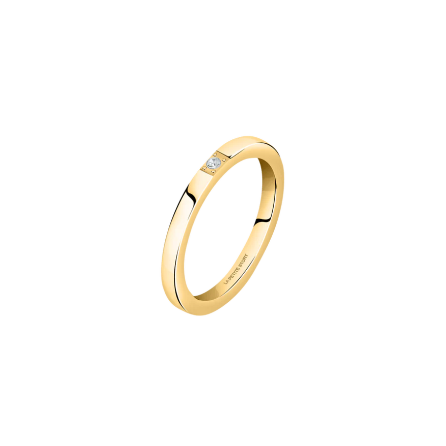 Ženski prsten od čelika s presvlakom boje zlata i kamenom, LA PETITE STORY