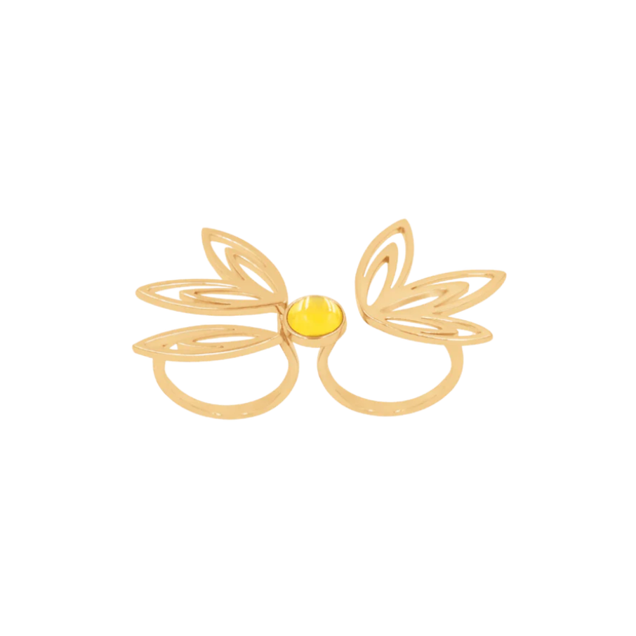 Ženski prsten Sunshine, za dva prsta, sa citrinom i pozlatom, Lilou