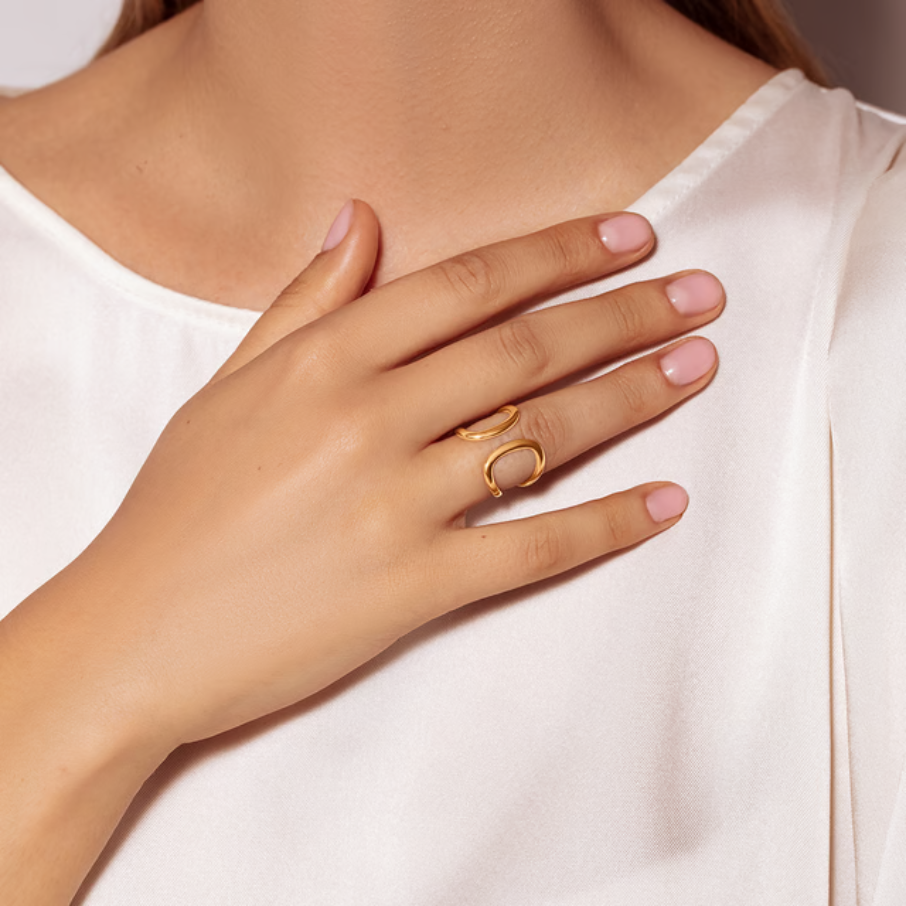 Ženski prsten s likom zodijačkog znaka Blizanci, pozlaćen, Lilou