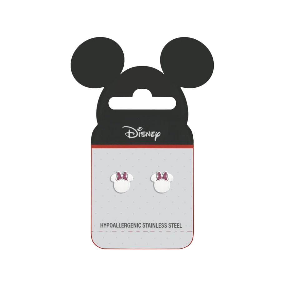 Dječje naušnice, bijele, sa crvenom mašnicom Minnie, DISNEY