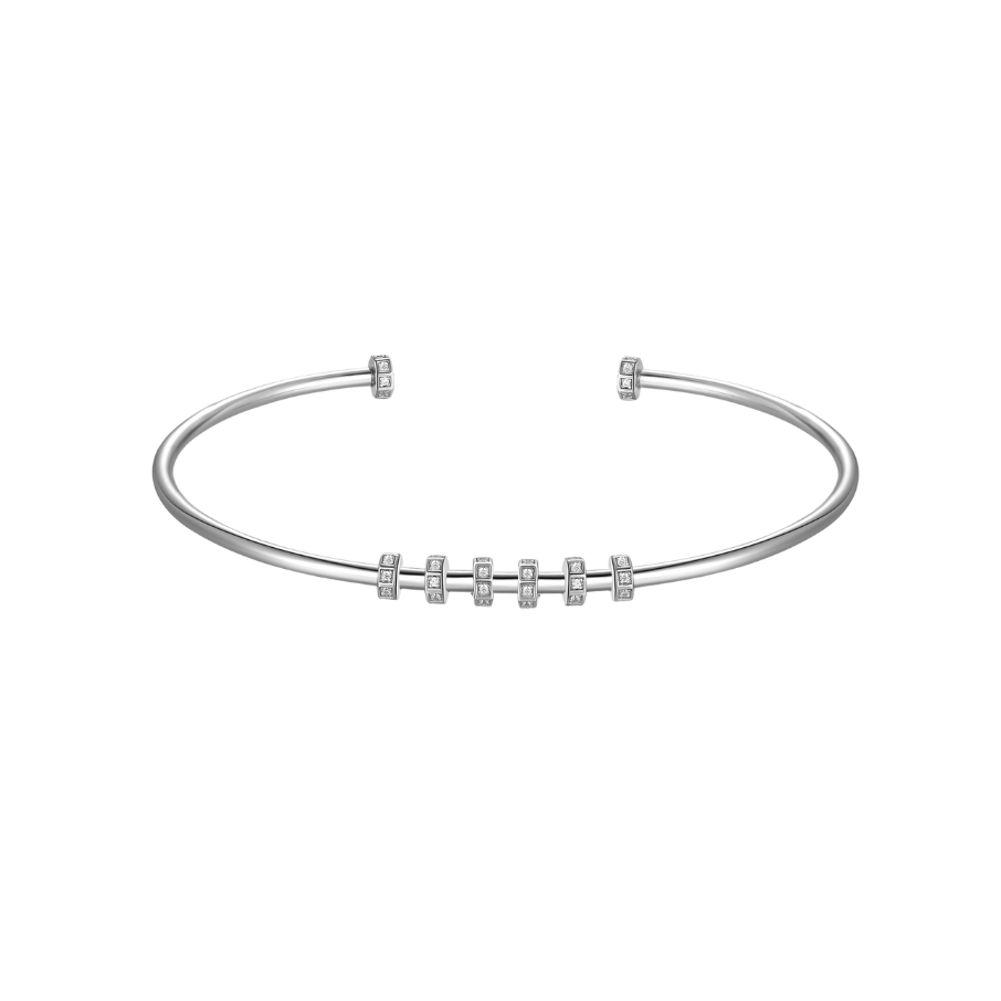 Ženski srebrni narukvic STORIE s bijelim cirkonima, ROSATO