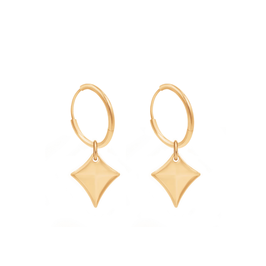 Women's earrings round with kite-shaped pendant, gold-plated, Lilou