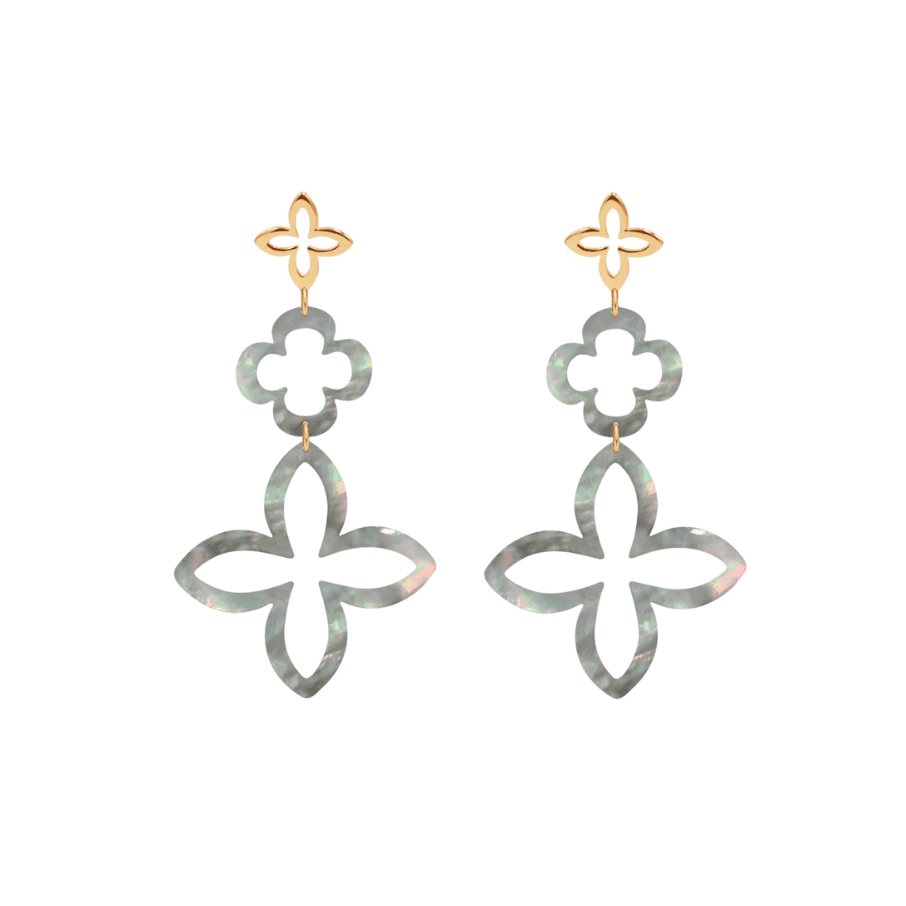 Women's earrings modular Lilia 7 cm, gold-plated, Lilou