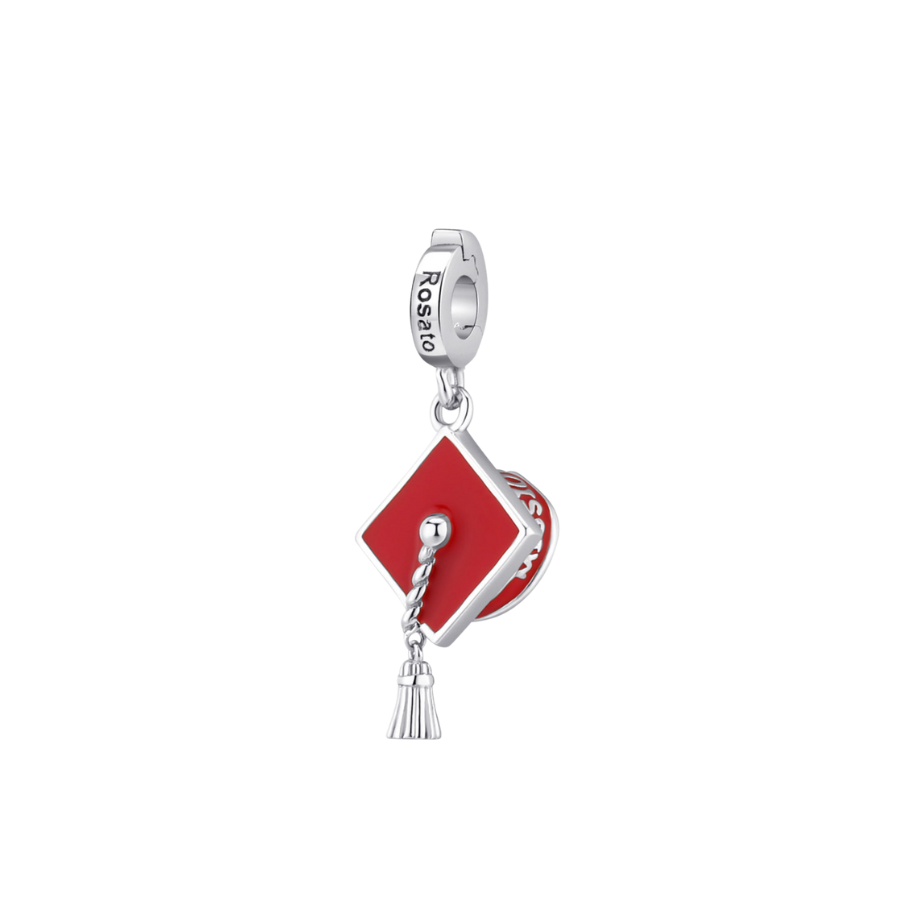 Women's silver charm STORIE graduation, ROSATO