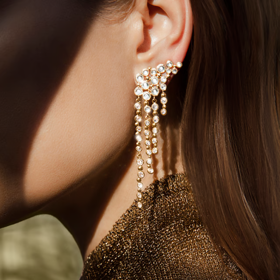 Ženske naušnice Sparkling 4 cm, pozlačene, Lilou