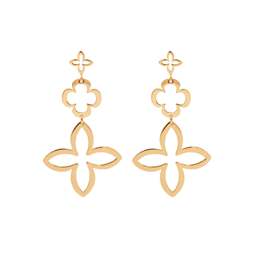 Ženske modularne naušnice Lilia, azurne boje, pozlačene, Lilou