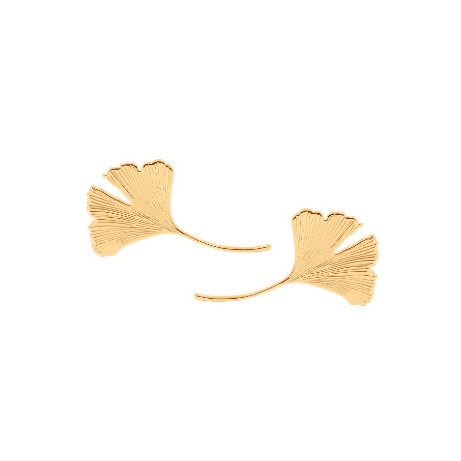 Ženske naušnice Ginko 4 cm pozlačene, Lilou