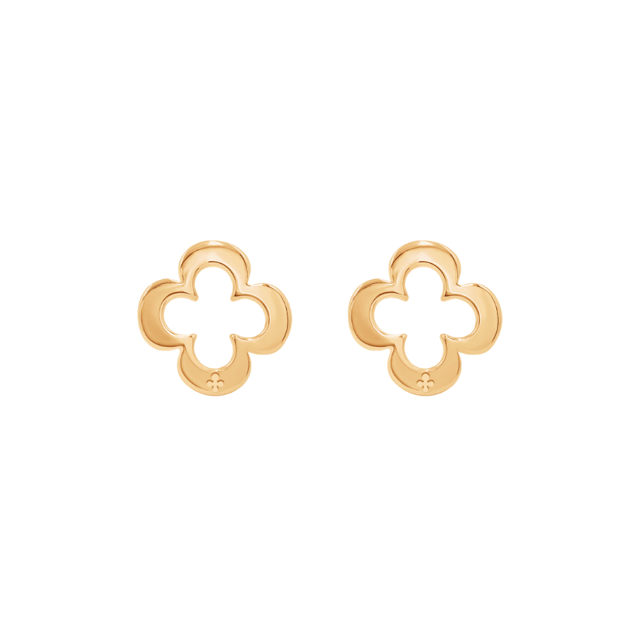 Ženske naušnice, otvorenog okruglog oblika, s pozlaćenim detaljem u obliku deteline, Lilou