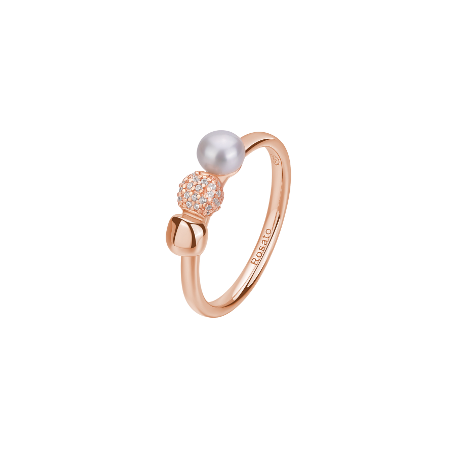 Women's Silver Ring AZZURRA with Pearl, ROSATO