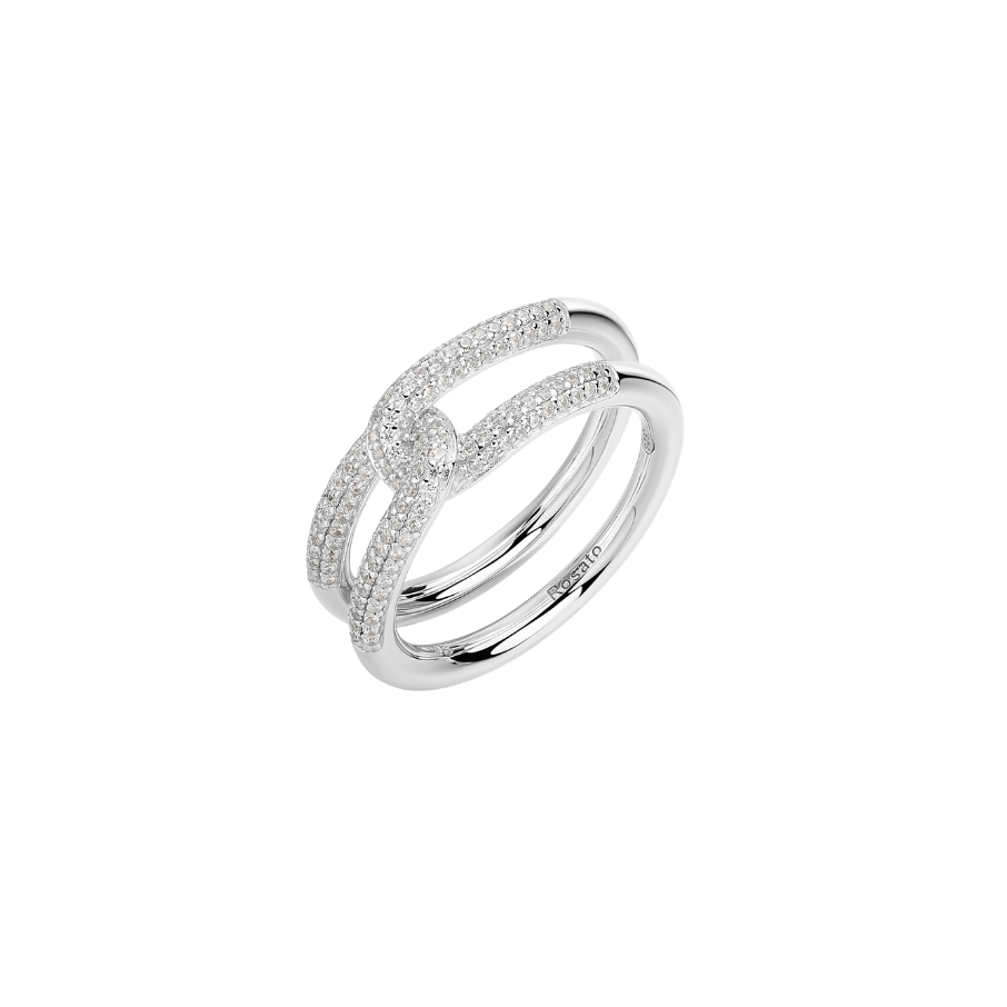 Ženski srebrni prsten za vjenčanje BIANCA s čvorom, ROSATO