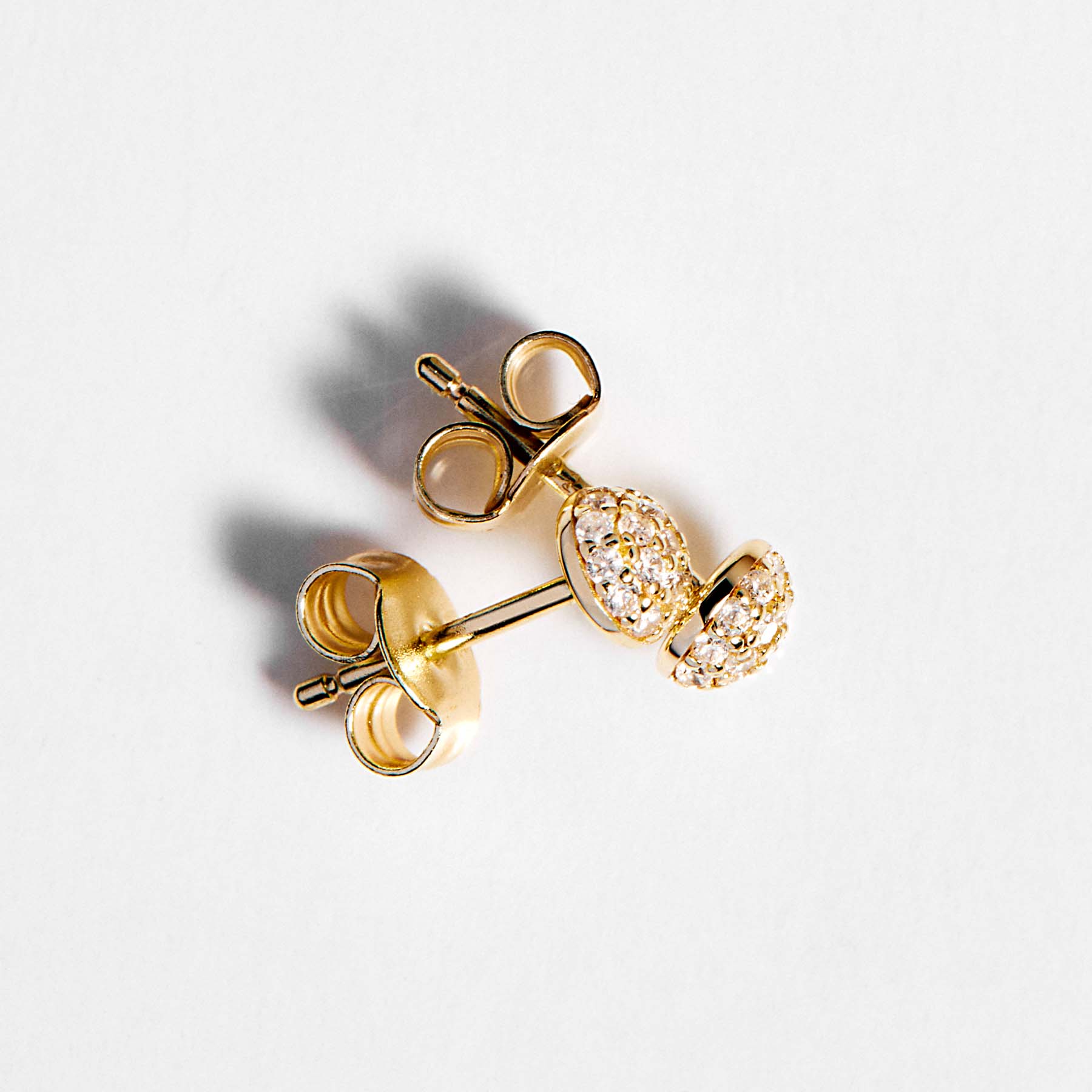 Ženske srebrne naušnice BIANCA, zlatane, bijeli cirkon, ROSATO