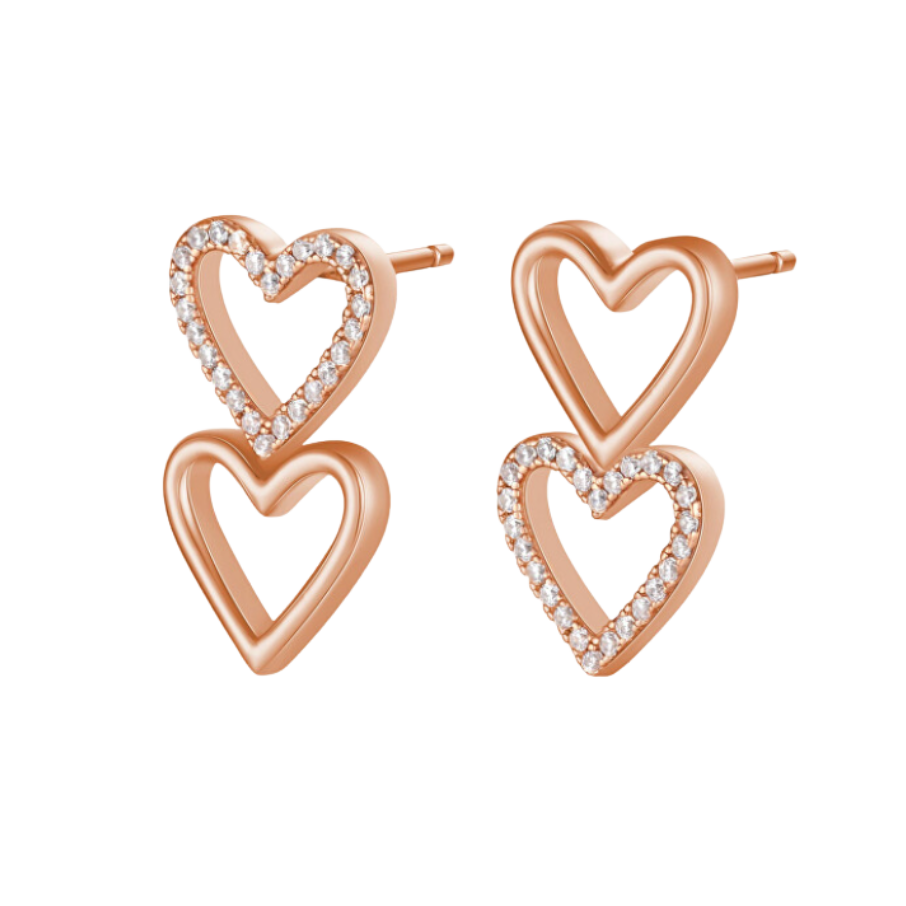 Ženske srebrne naušnice u obliku srca GOT ME, ROSATO