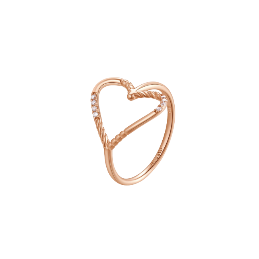 Ženski prsten u obliku srca od srebra GOT ME, ROSATO