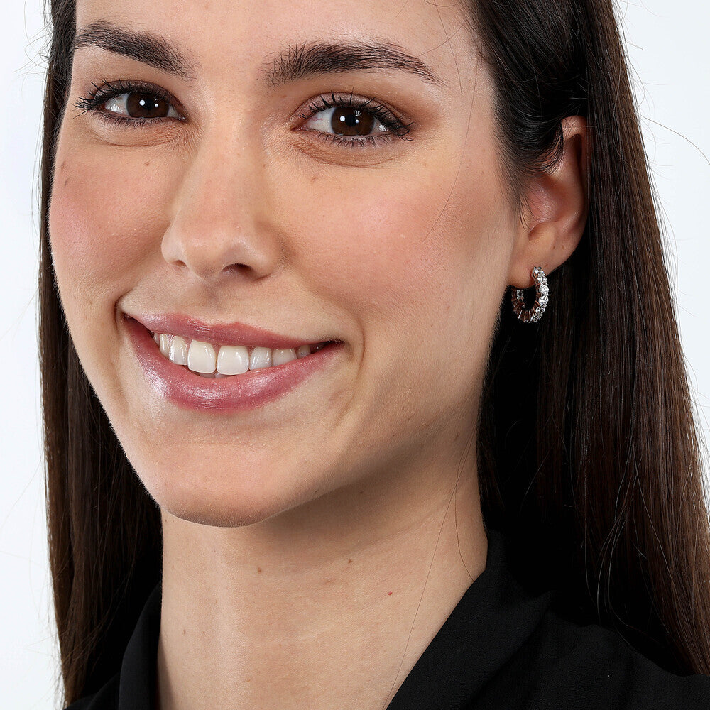 Women's earrings sterling silver Tesori open round with zirconia stones, MORELLATO