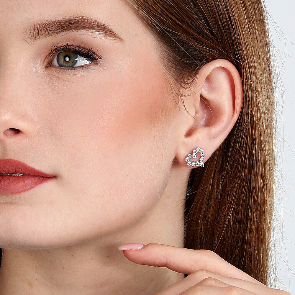 Ženske naušnice od sterling srebra, Tesori, u obliku srca, sa cirkonima, MORELLATO